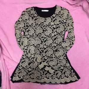 Cute black and net top long sleeves